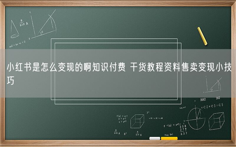 小红书是怎么变现的啊知识付费 干货教程资料售卖变现小技巧